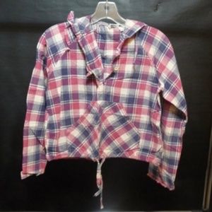 Shah Safari Vintage Womens Hoody Plaid Crop Top